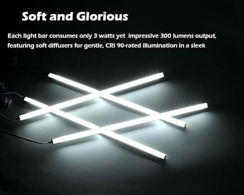 Cefrank LED Vitrine Kit d'éclairage en Forme de V – Lot de 4 lampes sous-unité à intensité variable,Barres Lumineuses de 30 cm,Total de 1200lm,Tous les Accessoires Inclus, 12W (Blanc, 6000k)