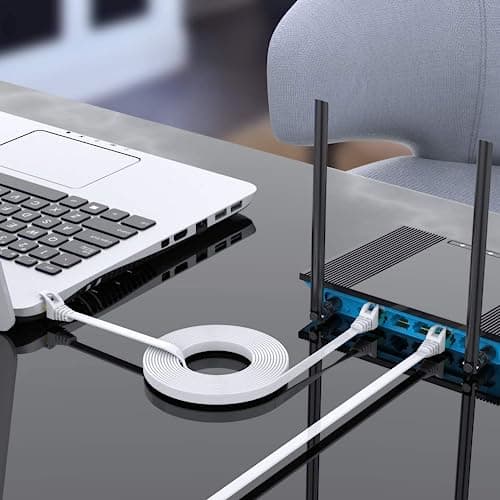 BUSOHE Câble Ethernet Cat 8 4M, Câble Réseau LAN Gigabit RJ45 Plat Haute Vitesse, Cordon de Brassage Internet 40Gbps 2000MHz pour Commutateur,Routeur,Modem,Panneau de Brassage,PC