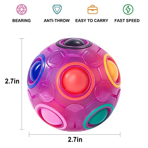Vdealen Boule de Puzzle Magique Arc en Ciel Magic Rainbow Ball Jeu de Puzzle Balle Anti Stress Casse-tête Our Filles et Garçons Adultes Jouets éducatifs Our D'activité et de Faire la Fête Lot de 4