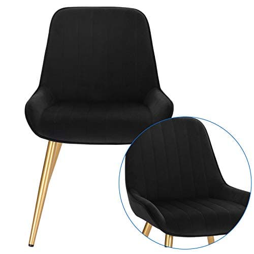 Lestarain Chaises de Salle à Manger Lot de 4 avec Dossier,Chaise de Cuisine Chaise de Salon Fauteuil Chaise Velours avec Pieds en Métal,Noir