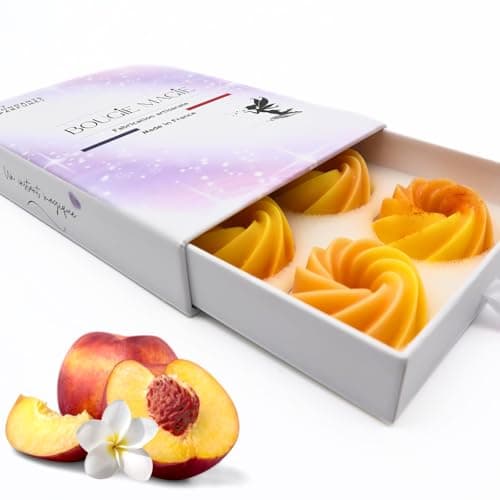 BOUGIE MAGIE - Fondant Parfumé pour Bruleur en Cire de Soja Naturelle Fait Main Parfumée - 6pcs/96 Grammes - Parfum Monoï Pêche - Coffret Cadeau