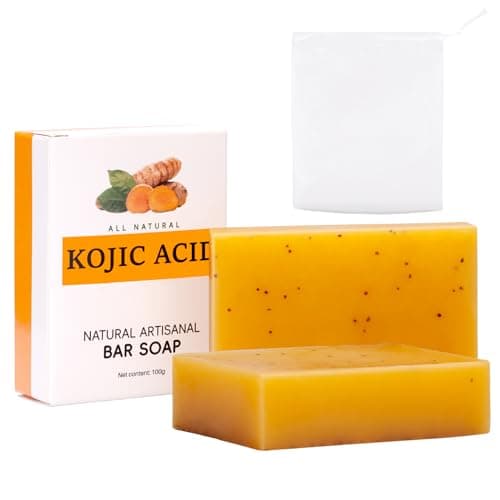 Savon à l'acide kojique au curcuma Savon au citron, Savon à l'acide kojique original, Savon au curcuma pour le visage et le corps, les taches brunes (2 pièces)
