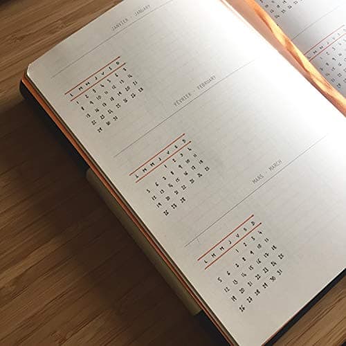 RHODIA 117773C - Carnet Souple Bullet Journal Goalbook Coquelicot - A5 14,8 x 21 cm - Petits Carreaux - 240 pages - Papier Clairefontaine Ivoire 90 g/m - 2 Rubans - Couverture Simili Cuir