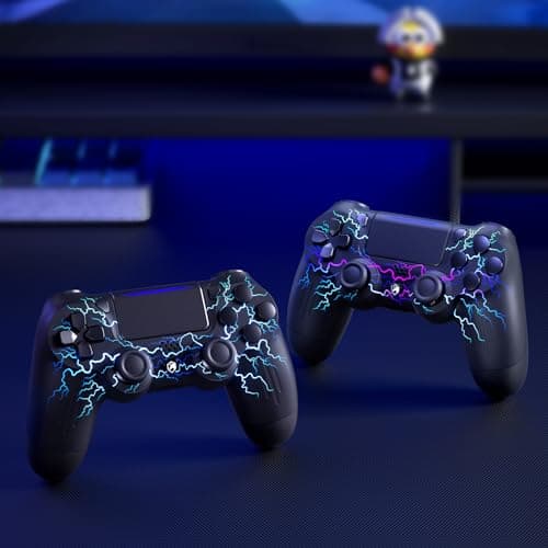 ECHTPower Manette pour PS4, Manette sans Fil Pro avec Lumière LED, Batterie Rechargeable 1000mAh, Prise Audio 3,5 mm, 6 Axes et Dual Vibration, Compatible PS4/ Slim/Pro et PC Windows(Filaire)