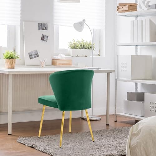 SEPNINE Lot de 2 Chaises de Salle à Manger, Chaises Scandinaves, Chaise en Velours pour Salle à Manger avec Dossier Ergonomique, Chaise de Salon avec Pieds en Métal Doré, Chaise de Cuisine Vert