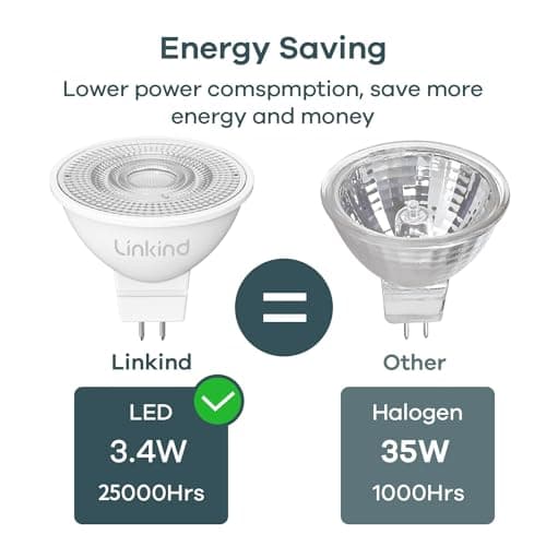 Linkind Ampoules LED GU5.3 12V, 3.4W Equivalent à 35W Lampe Traditionnelle, Blanc Chaud 2700K, 360LM, 36° Angle, Ampoules LED Spot MR16 12V AC/DC, Non Dimmable, Lot de 3