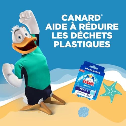 Canard WC Fresh Disc Fraîcheur Marine - Bloc WC Sans Cage Nettoyant - Nettoie à 360° - Nouvel Emballage 100% Carton - 1 Applicateur + 1 Recharge