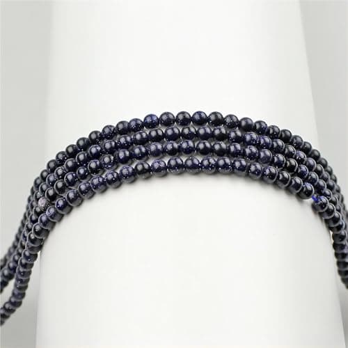 MJDCB 225pcs Petites Perles de Pierre 3mm Grès Bleu Pierres Précieuses Ronde Lisse en Vrac pour La Fabrication de Bijoux Bracelets Boucles D'oreilles Colliers Accessoires