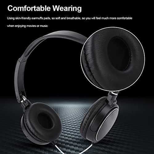 Elprico Casque PC, Casque Filaire Compact Pliable stéréo HiFi Musique Prise en des écouteurs Carte TF