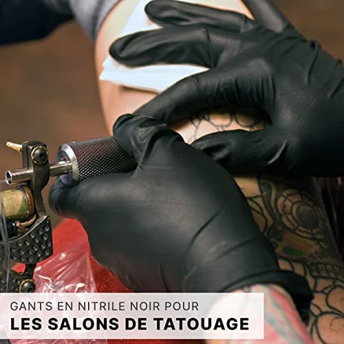 ARNOMED Gants nitrile taille M, gant nitrile noir, 100 pièces/boîte, gants noir jetable non poudrés & sans latex, gants noir, gants de cuisine jetables, gants jetables noir en XS, S, M, L, XL, XXL