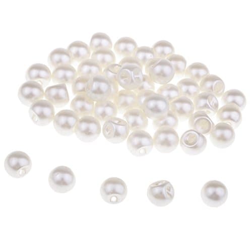 Dailymall Lot de 50 boutons en perles blanches pour robes de mariée 10 mm, 12 mm, 12 mm, 10 mm, 12 mm