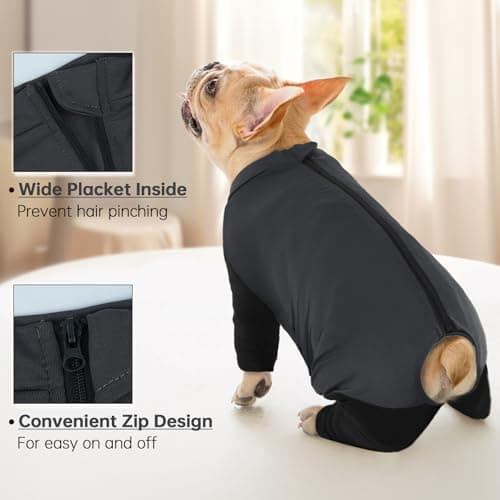Dog Onesie Four Jambes, Pyjamas Chien Vêtements Quatre Pieds Chien Chauds Sweats Chiot Manteau Chiens Vetement pour Chien(Gris, XS)