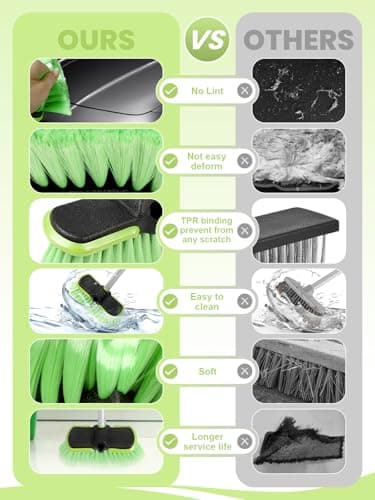 Jisejima Brosse Lavage Voiture PBT 60 "151cm Extensible Poignée Longue Brosse à Récurer de Détail de Poils Doux pour Voiture RV Camion Moto Pneus Pont de Bateau Nettoyage à Domicile Balayage Neige