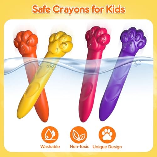 Mocoosy 18 Couleurs Crayons pour Tout-Petits - Non Toxiques Lavables avec Livre de Coloriage - Sûr Pastels pour Enfants Bébé Art Jouets Cadeaux