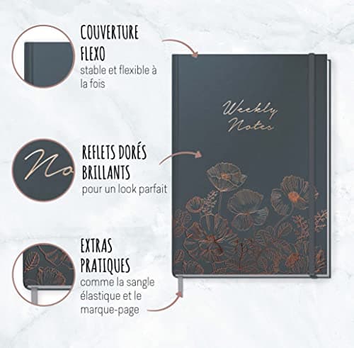 Agenda semainier A5 non daté [Poppy] de Trendstuff by Häfft | Agenda, calendrier et bullet journal, journal intime, carnet de notes en un | durable & climatiquement neutre
