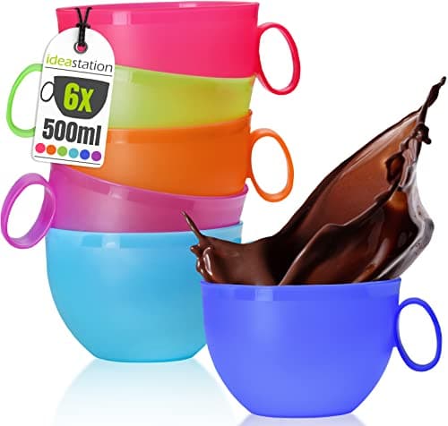 idea-station Neo grande tasse plastique 6 x 500 ml - couleur - tasse a cafe - camping mug xxl en plastique