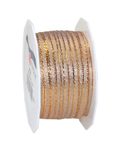 C.E. Pattberg WIEN Ruban Cadeau Doré, 50 m de Ruban Cadeau pour Emballer des Présents, Largeur 5 mm, Accessoire de Décoration et Bricolage, Ruban Décoratif pour Présents