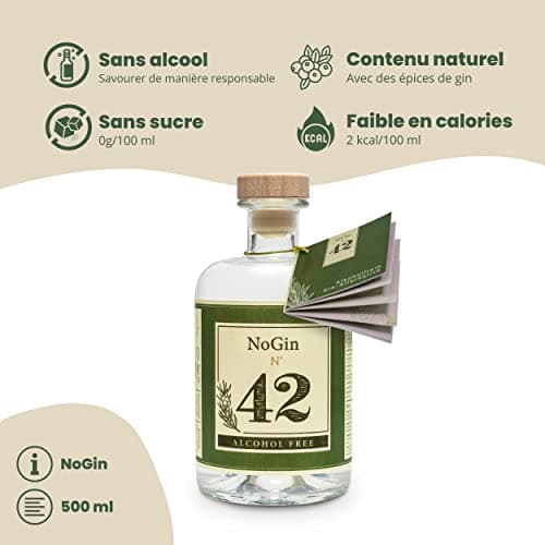 NoGin 42 - L'alternative au gin sans alcool avec les épices originales du Gin 42 | jnpr | Sans sucre | Compagnon idéal pour les cocktails sans alcool | A servir avec l'eau tonique Thomas Henry