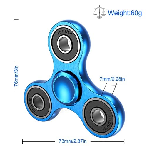 Coolden Hand Spinner EDC Fidget Spinner Metal Durable High Speed Stainless Steel Bearing 2-5 Min Spins Brass Material Tri Spinner Finger Gyro Jouet Anxiety Stress Relief Fidget Toys pour Focus Bleu