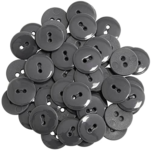 AERZETIX - C65536 - Lot de 50 Boutons à coudre ronds Ø15x2.2 mm à 2 trous L24 24L en plastique - couleur: gris foncé - diamètre de l'ouverture 2 mm - mercerie couture vêtements décoration
