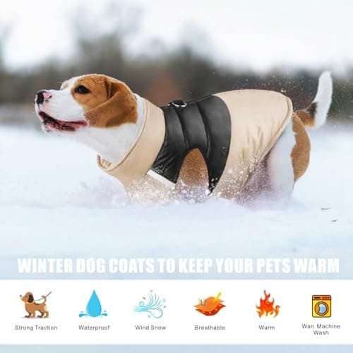Idepet Manteau d'hiver pour Chien Vêtements Imperméables pour Petit Moyen Grand Chien Chat Taille S L L XL XXL 3XL 4XL 5XL (Couleur Kaki, S)