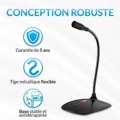 KLIMTM Talk - Microphone USB PC et Mac - Compatible avec Tout Ordinateur - Micro de Bureau Professionnel - Audio Haute Définition - Nouvelle Version 2024 - Noir