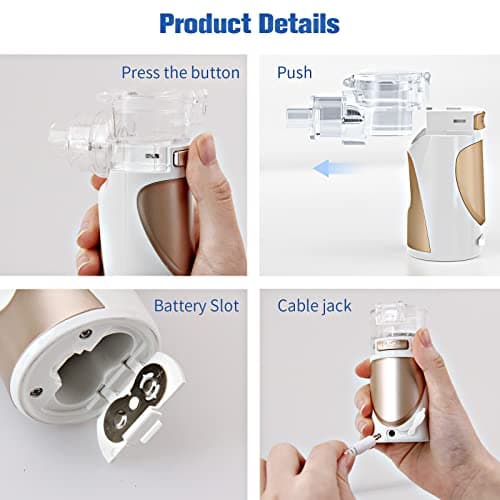 Nébuliseur Portable Inhalateur, Nébuliseur pour enfant et adulte, Nébuliseur Aérosol Silencieux avec embout buccal et masque pour le voyage et l'utilisation de ménage