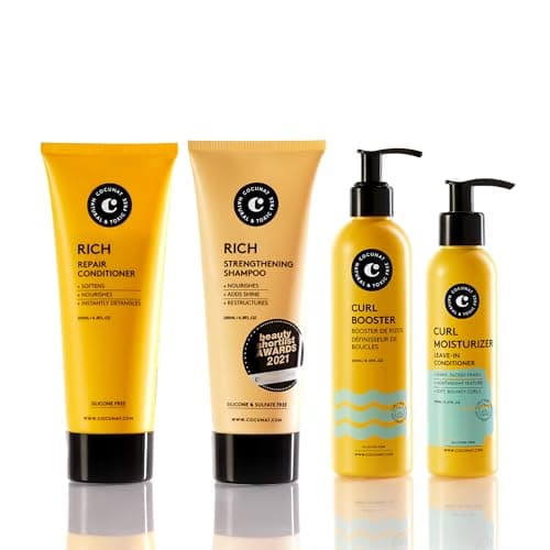 COCUNAT – Routine de Volume pour Boucles - Nettoie, Hydrate, Nourrit, Définit et Élimine les Frisottis - Sans Silicone ni Sulfate – Méthode Curly