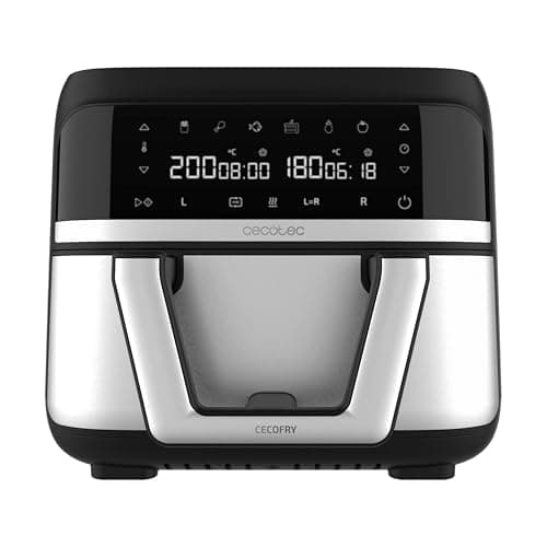 Cecotec Air Fryer Cecofry Dual 9000. Friteuse à Air sans Huile, 9L, 2850W, 6 Modes, Technologie PerfectCook, Design Compact et Panneau Tactile Multifonction
