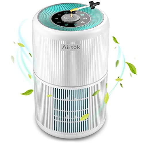 AIRTOK Purificateur d'air, avec fonction d'aromathérapie, filtre à air à 4 étages pouvant éliminer 99,97% de la poussière et du pollen, H13 HEPA Air Purifier| Vitesse du vent à 3 vitesses (Bianco)
