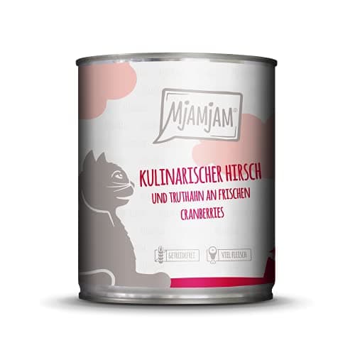 MjAMjAM - nourriture humide premium pour chats - gibier culinaire et dinde aux canneberges fraîches, paquet de 6 (6 x 800 g), sans céréales avec de la viande supplémentaire