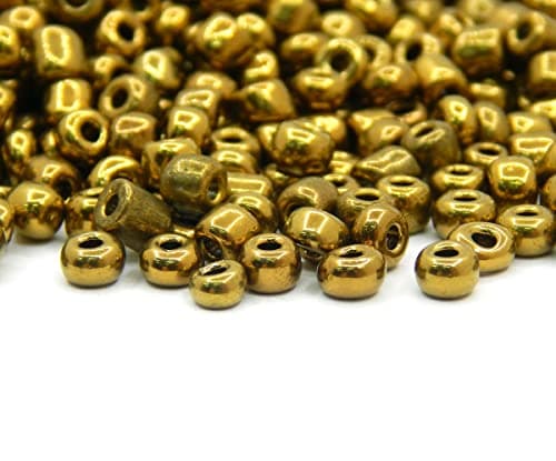 Lot de 3300 perles de rocaille en verre de 3 mm - Couleur métallique - 8/0 - Perles poney transparentes pour enfants - Bronze