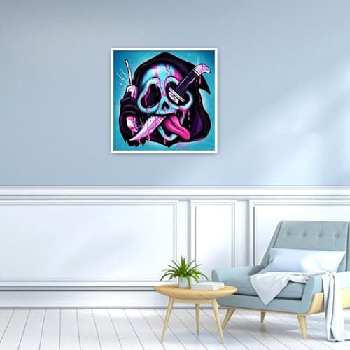 DCIDBEI 30X30CM DIY 5D Diamond Painting Skull Crâne, Petite Mort de Broderie Diamant Kit Complet Rond Adultes, Tableau Diamant Squelette, Décoration Chambre des Enfants Craft Artisanat Art