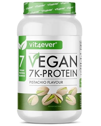 Vegan 7K Protein - 1kg - Pistache - Poudre de protéine purement végétale avec des protéines de riz, d'amande, de soja, de pois, de chanvre, de cranberry et de tournesol.