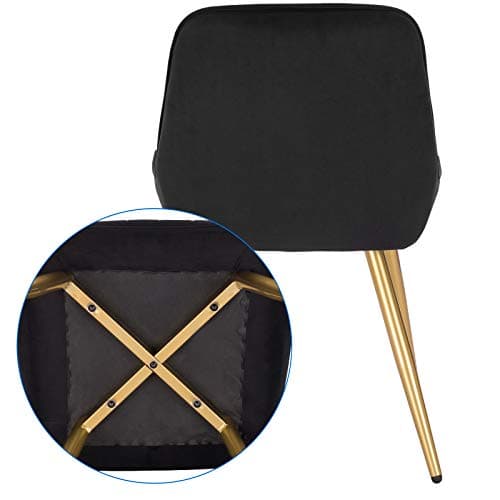 Lestarain Chaises de Salle à Manger Lot de 4 avec Dossier,Chaise de Cuisine Chaise de Salon Fauteuil Chaise Velours avec Pieds en Métal,Noir