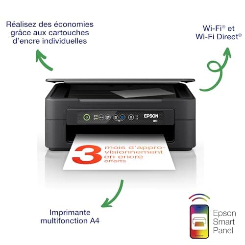 EPSON Expression Home XP-2200 | Imprimante 3-en-1 - Impression, Numérisation, Copie - WiFi Direct, Ultra-compacte, Cartouches séparées, Facile à configurer, Encres abordables