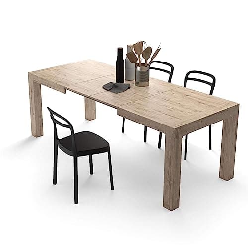 Mobili Fiver, Table Extensible Cuisine, Iacopo, Chêne Naturel, 140 x 90 x 77 cm, Mélaminé, Made in Italy