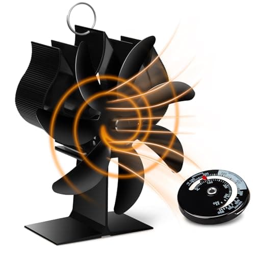 Ventilateur Poele à Bois 7 Pages: Fwiull Ventilateur à Poêle avec Thermomètre, Ventilateur Cheminée Alimenté Par la Chaleur, Ventilateur Bois à Granulés pour Brûleur/Bûches de Poêle,Cycle Silencieux
