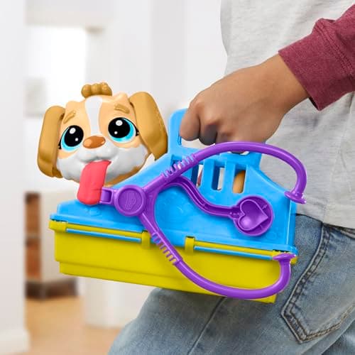 Play-Doh Coffret Le Cabinet Vétérinaire, Mallette Transportable avec Chien, 10 Outils et 5 Pots de Pâte à Modeler Atoxique, Jouet Créatif pour Enfants dès 3 Ans
