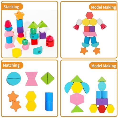 ENIKMOSD Jouet Montessori à Empiler et de Tri 2 3 4 5 6 Ans,Jouet éducatif Enfant,Jouets de Perles de Laçage en Bois,Jouet de motricité pour Bébé Enfant,Jeux D'activité et de Développement