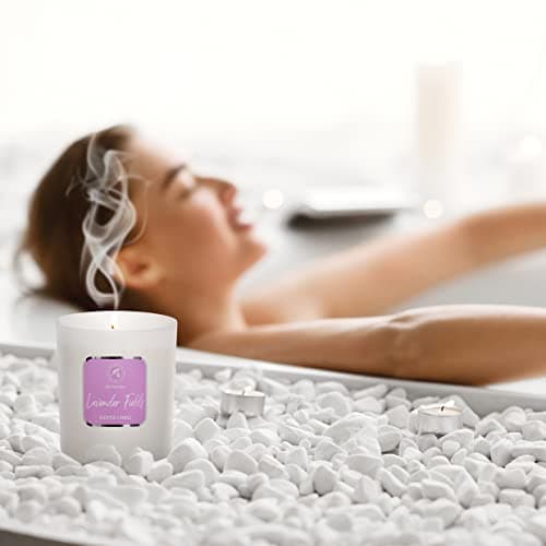Bougie Parfumée Champs de Lavande - Bougie Huiles Essentielles - Bougie de Cire de Soja - Bougie Aromathérapie Luxe et Sensuelle - Temps de Combustion Jusqu'à 45 Heures - Bougie Parfumée