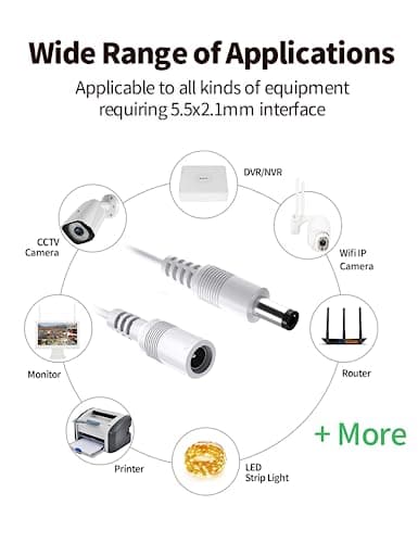 Câble de rallonge d'alimentation 30ft 10m pour système de caméra de vidéosurveillance Cordon de rallonge d'alimentation