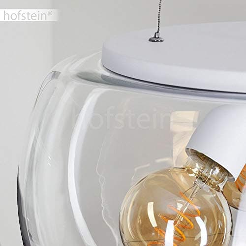 Suspension Ahanga en métal noir et verre fumé, lampe pendante rétro-design idéale dans un salon contemporain, Ø 25 cm, hauteur max. 250 cm, pour 1 ampoule E27, ampoule(s) non incluse(s)