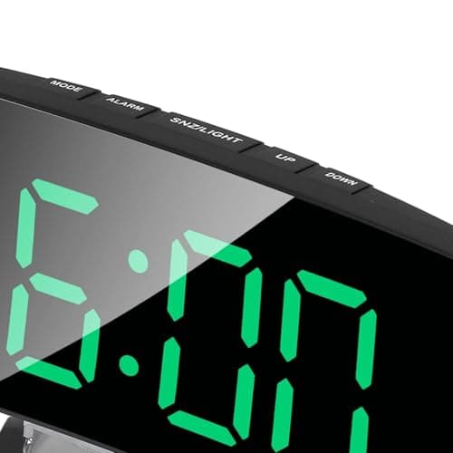 Horloge numérique à Grand écran, Réveil électrique LED Horloge incurvée électronique Intelligente Réveil numérique Horloge de Chevet pour Chambre à Coucher, 17x7,2cm