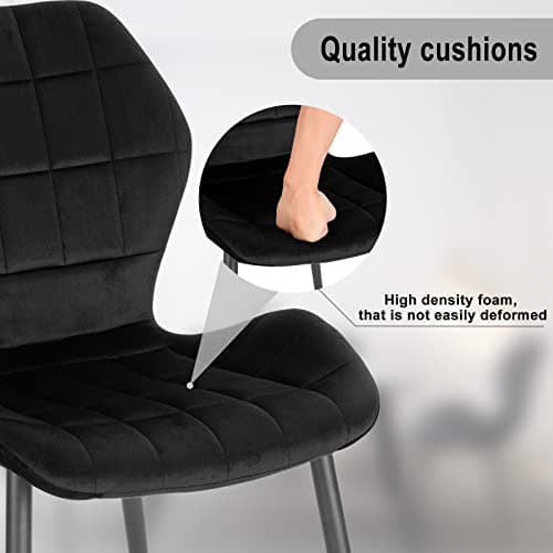 WOLTU Lot de 2 Chaises Salle à Manger, Chaise Scandinave, Chaise de Cuisine, Chaise Salon, Assise Rembourrée, Chaise en Velours, Noir, Pieds en Métal, BH356sz-2