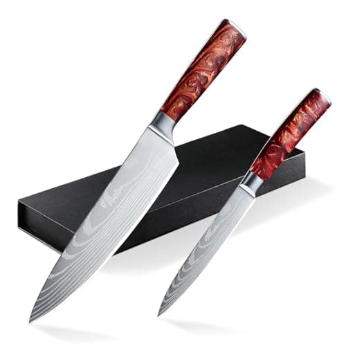 SOSINYA 2 pièces Set Couteau Cuisine Professionnelle:Couteau de Chef 20,5cm & Couteau de cuisine Universel 13cm,Acier Inoxydable Lame Tranchante, Manche Ergonomique Couteaux de cuisine.