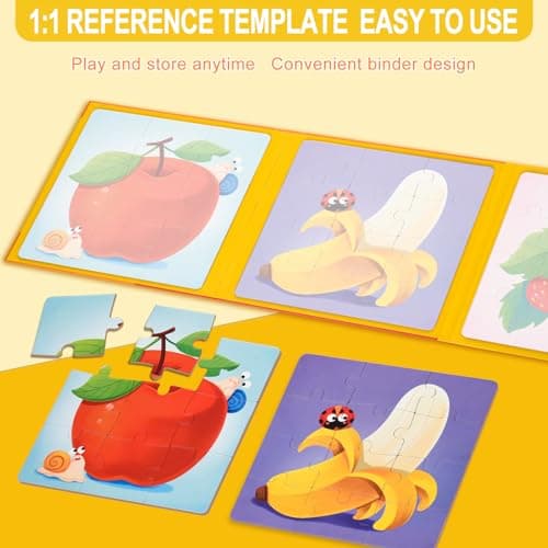 ASTARON Puzzles magnétiques pour Les Tout-Petits, 9-12-16 pièces Puzzles d'apprentissage des Fruits pour Les Voyages en Voiture, Jouets de Voyage, activités en Avion pour Les Enfants