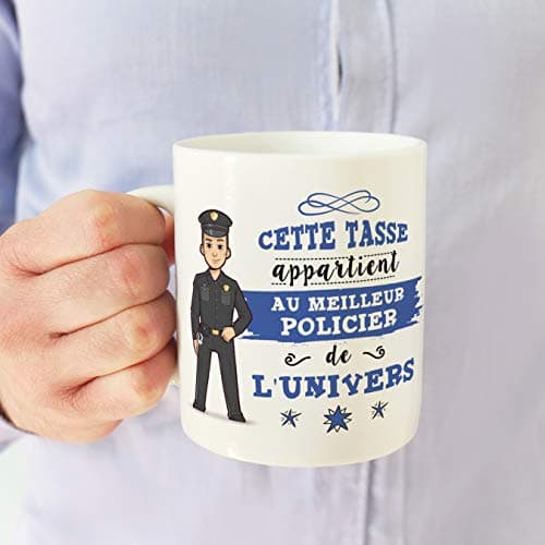 Mugffins Policier Tasses Originales de café et Petit-déjeuner à Donner Travailleurs Professionnels - Cette Tasse Appartient au Meilleur Policièr de l'univers - Céramique 350 ML