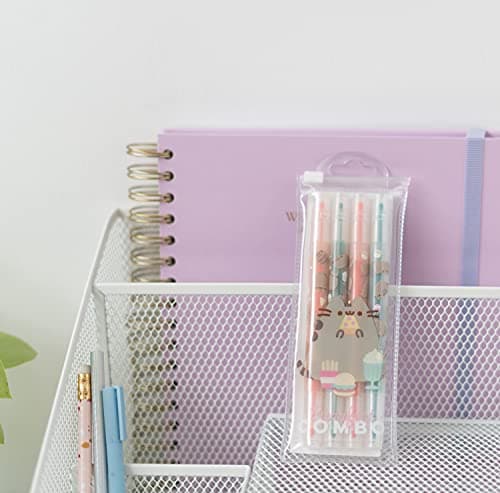 Grupo Erik SSGE001 - Lot de 4 Surligneurs Pastel Pusheen : Rose, Orange, Vert, Bleu - Pointe Large et Pointe Fine- Fournitures Scolaires Kawaii, Papeterie Kawaii