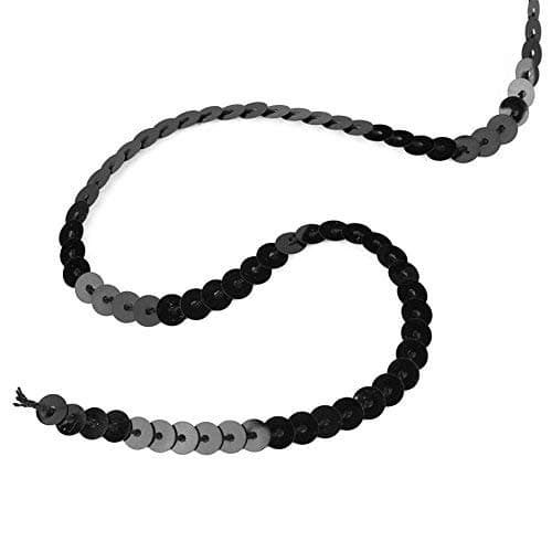 Oumefar 100 Yards 6mm ruban couture ruban paillette sequins Paillettes Ligne Paillettes Plates Bande Vêtement Garniture Cordes À Coudre Accessoires(Noir) Craftbead